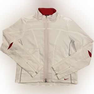 Nike Women’s Lightweight Zip Up Jacket Size Small White & Red Accents Sphere Dry